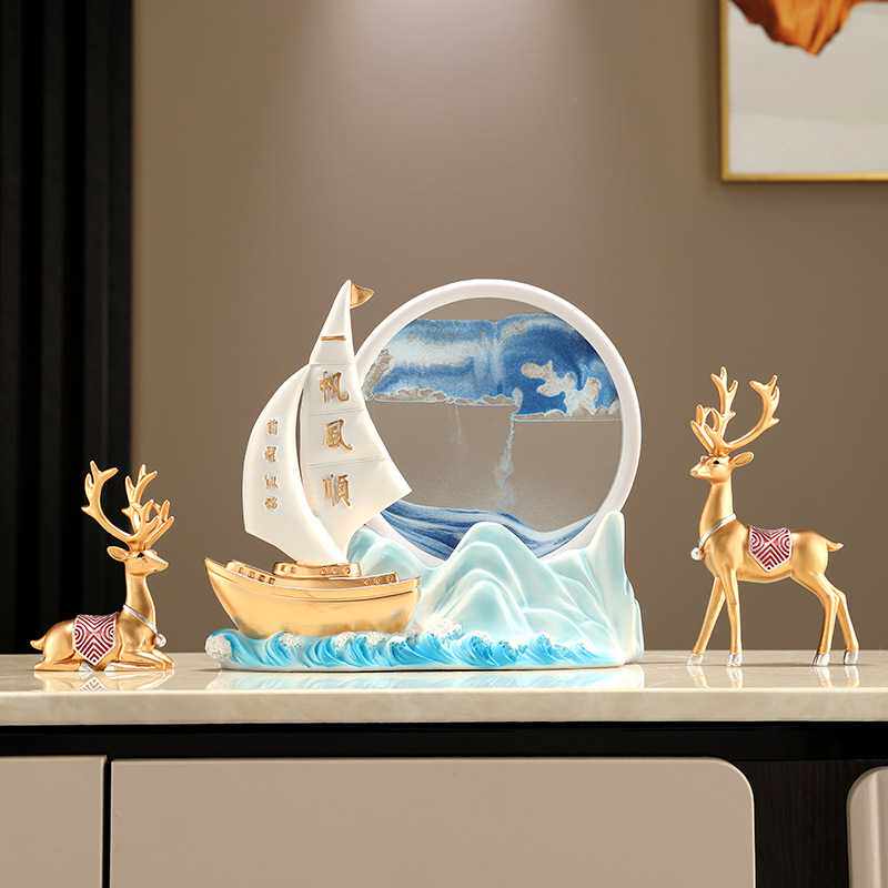 新款直销一帆风顺帆船摆件轻奢高档家居客厅电视酒柜办公桌装饰沙