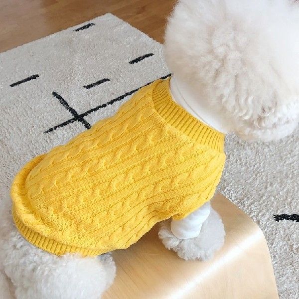Pet Dog Clothes Autumn Winter Warm Solid Knit Sweater Cat