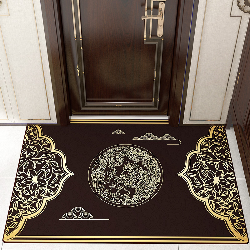 中式轻奢红色入户门地垫门口进门踩脚垫门垫家用门厅玄关定制地毯