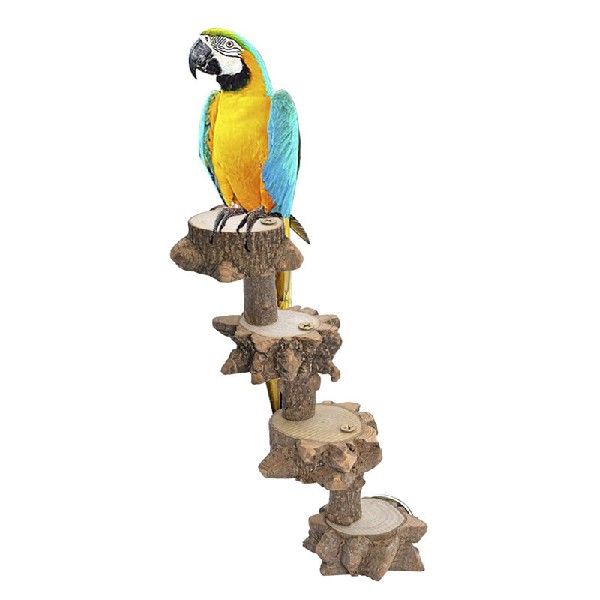 Wooden Ladder Bird Perch Platform Natural Wood Standing
