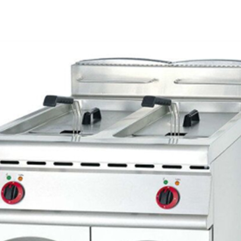 豪华炉油炸锅JZH-TC-2商用立式双缸双筛不锈钢电炸炉连柜座电炸锅