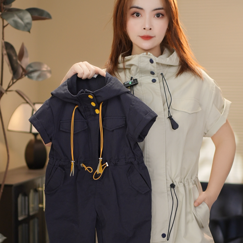 男女童装夏季连帽2026新款痞帅气儿童亲子装上衣小男孩连体工装裤