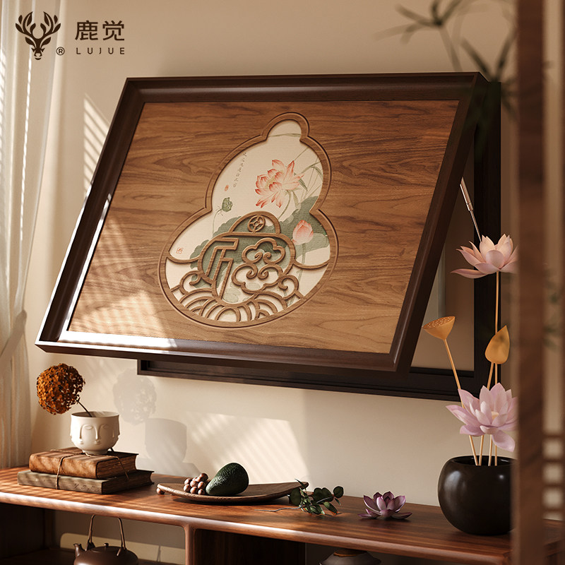 荷花2026新款电表箱挂画葫芦配电箱遮挡装饰画新中式电箱盖面板画
