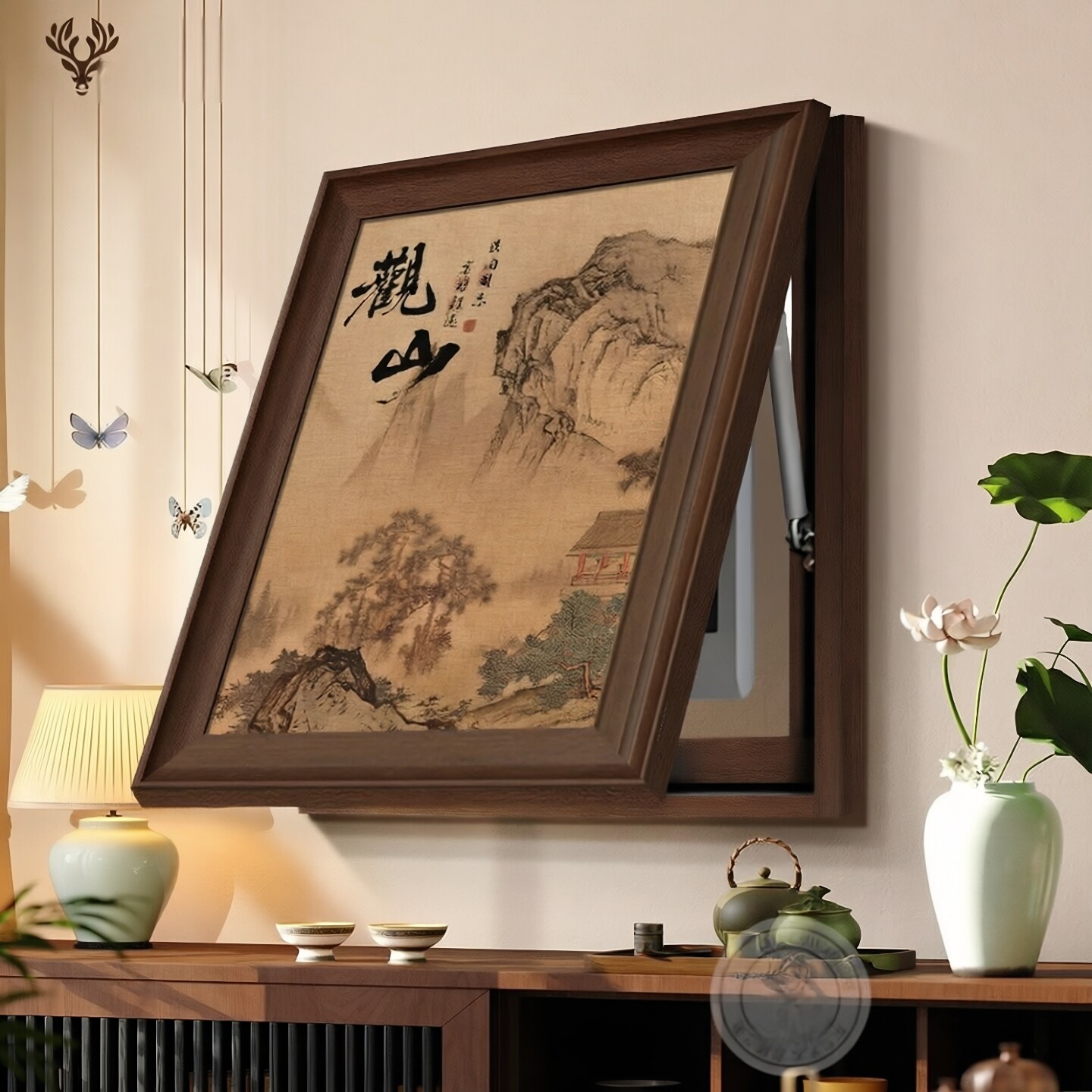 观山电表箱盒装饰画宋氏美学配电箱挂画高级感竖版多媒体盒遮挡箱图片