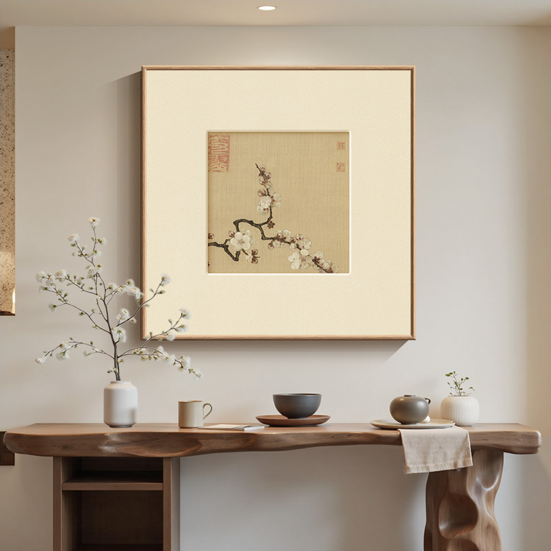 新中式花鸟画画玄关斗柜装饰画画宋氏美学客厅挂画画茶室禅意正方