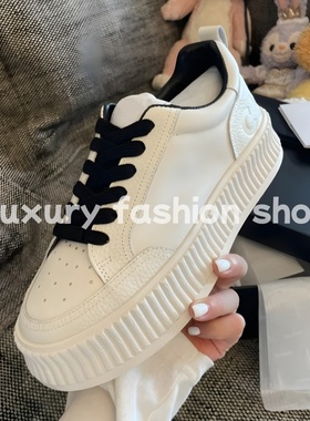 小香风厚底小白鞋2024ss platform white shoes休闲增高饼干鞋女