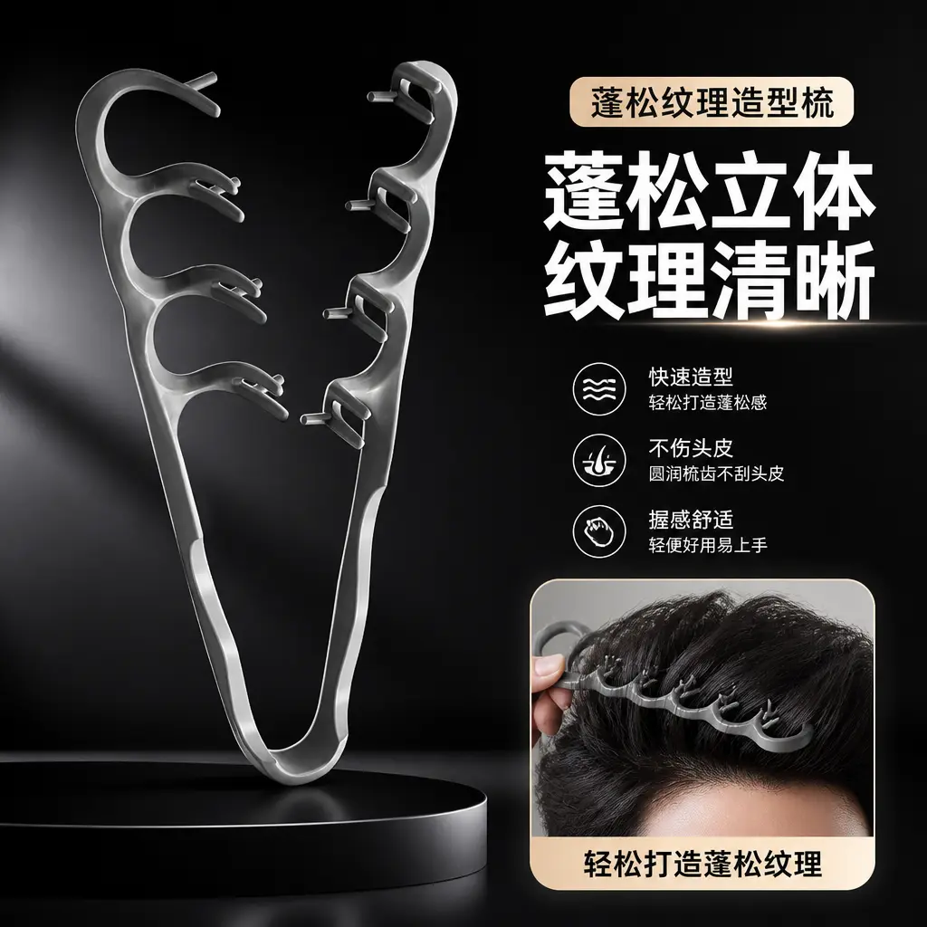 蓬松纹理造型梳发根蓬松韩系梳子