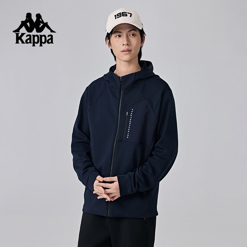 Kappa卡帕背靠背男运动外套秋季连帽针织开衫休闲上衣男2025新款