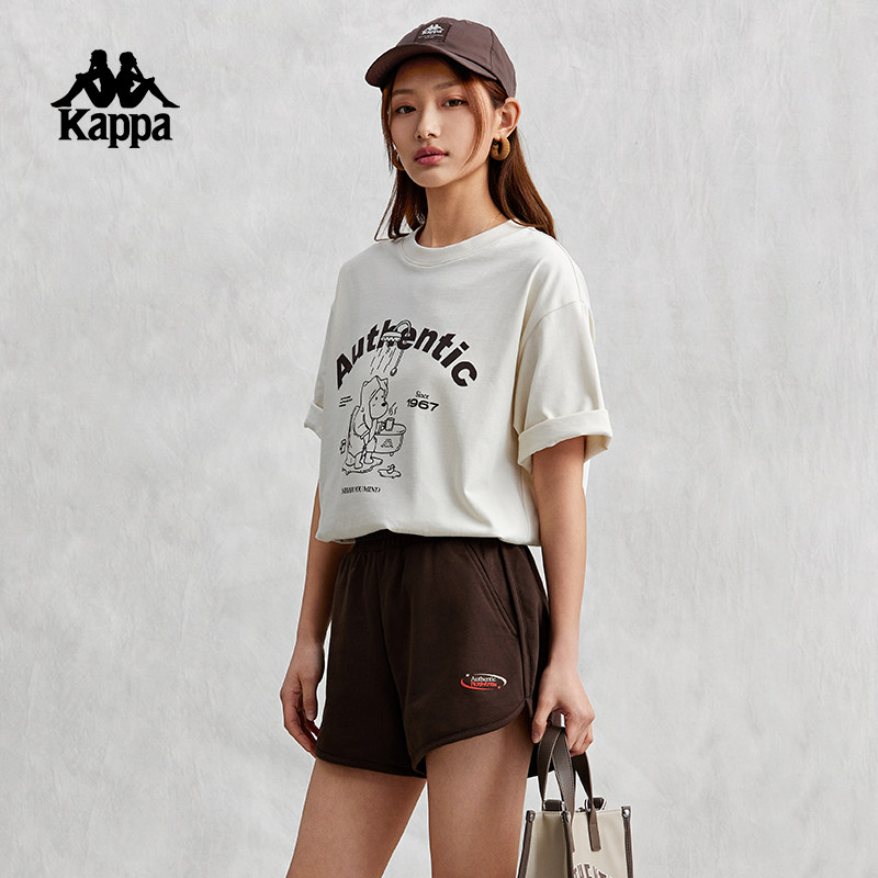 Kappa卡帕2025新款夏季短袖女t恤男纯棉休闲半袖复古运动情侣上衣