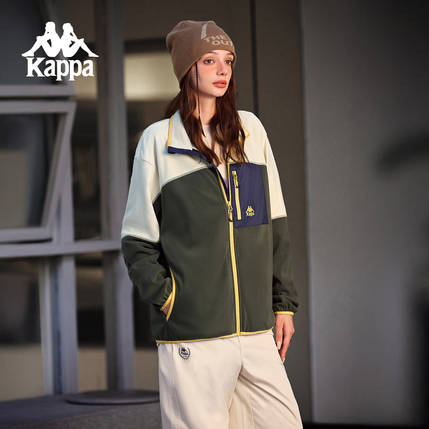 Kappa卡帕背靠背2025新款秋冬运动保暖抓绒衣立领摇粒绒外套男女
