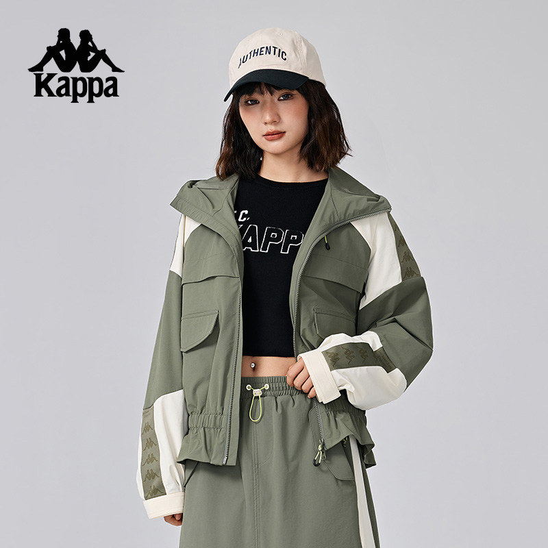 Kappa卡帕背靠背防风衣女秋季户外防泼水休闲外套运动上衣工装风