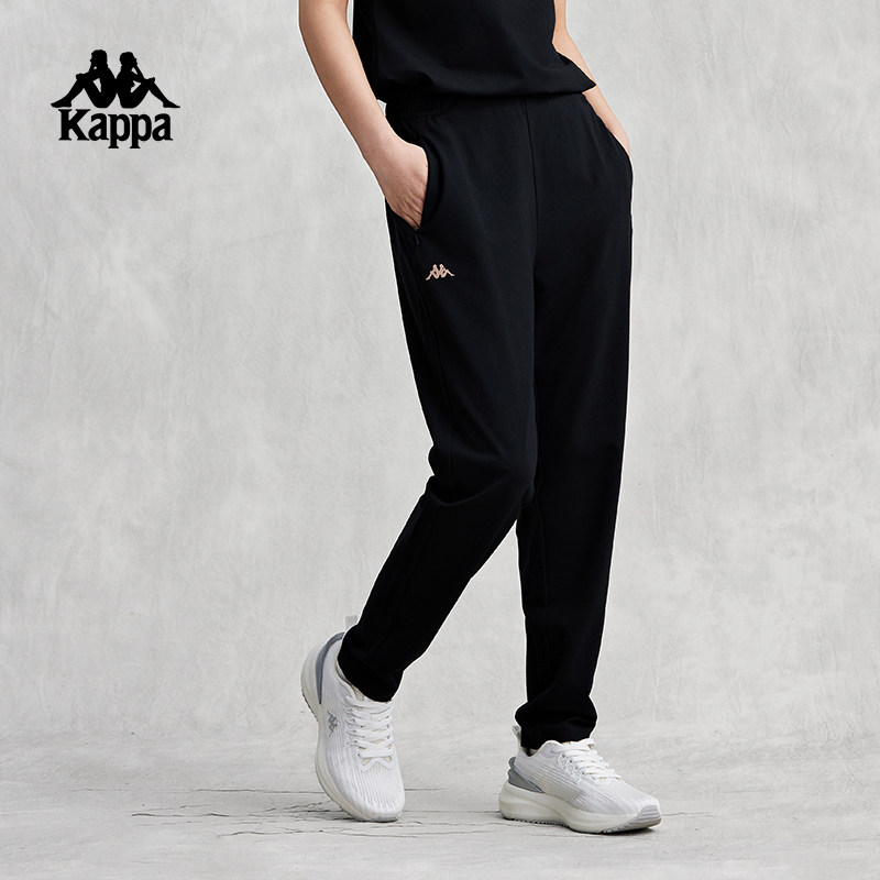 Kappa卡帕背靠背凉感运动裤女2025新款夏针织休闲长裤修身小脚裤