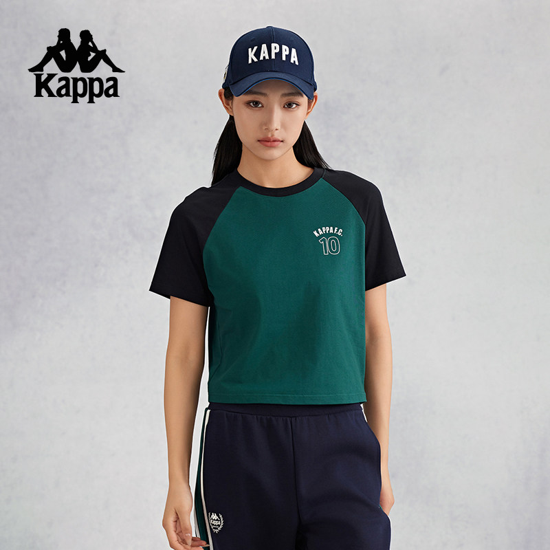 Kappa卡帕背靠背凉感短袖女2025新款夏季运动t恤休闲半袖上衣短款