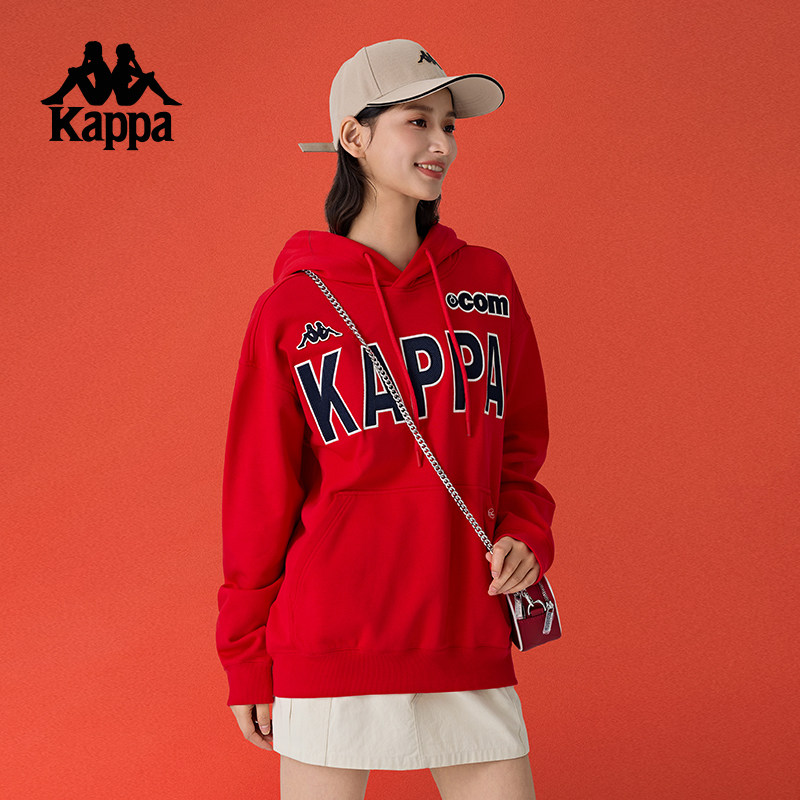 Kappa卡帕背靠背2025新款运动连帽卫衣女长袖上衣针织套头衫男款