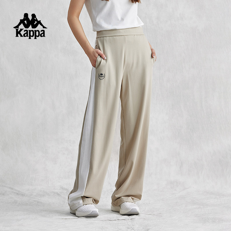 Kappa卡帕背靠背休闲裤女2025新款夏凉感显瘦运动裤直筒针织长裤