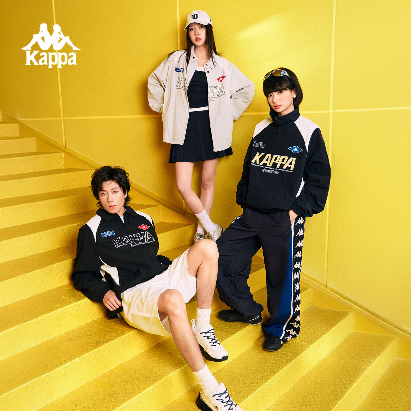 Kappa背靠背运动外套男2026新款美式复古赛车翻领拉链夹克上衣女