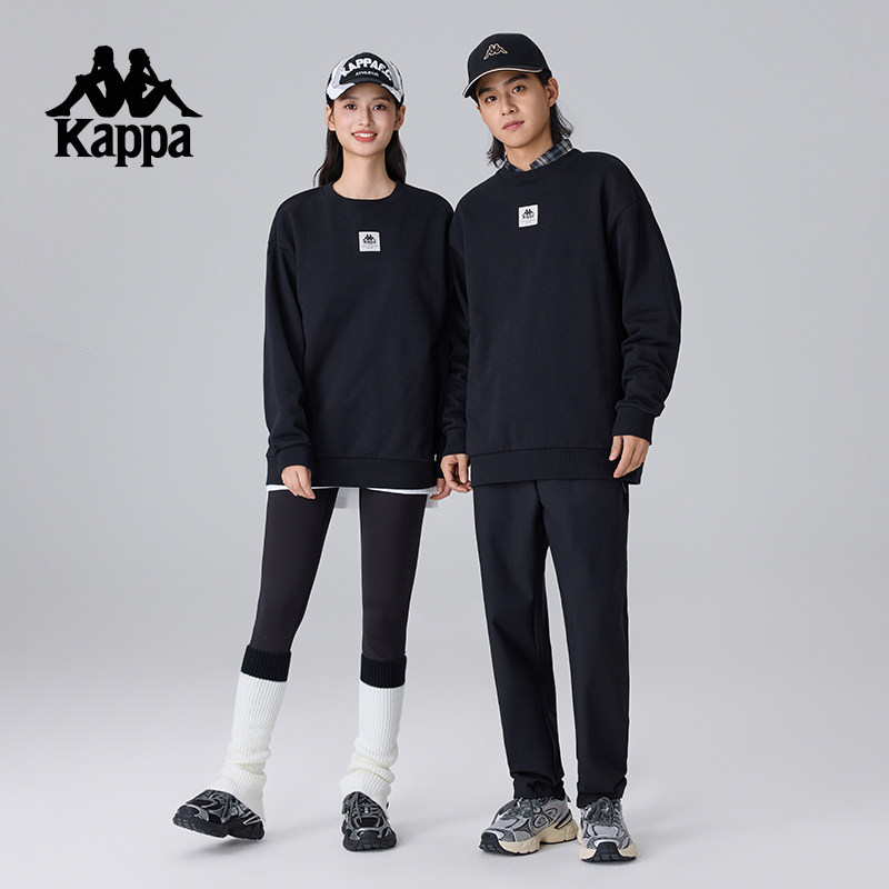 Kappa卡帕背靠背圆领运动卫衣女新款纯棉休闲上衣男针织套头衫秋