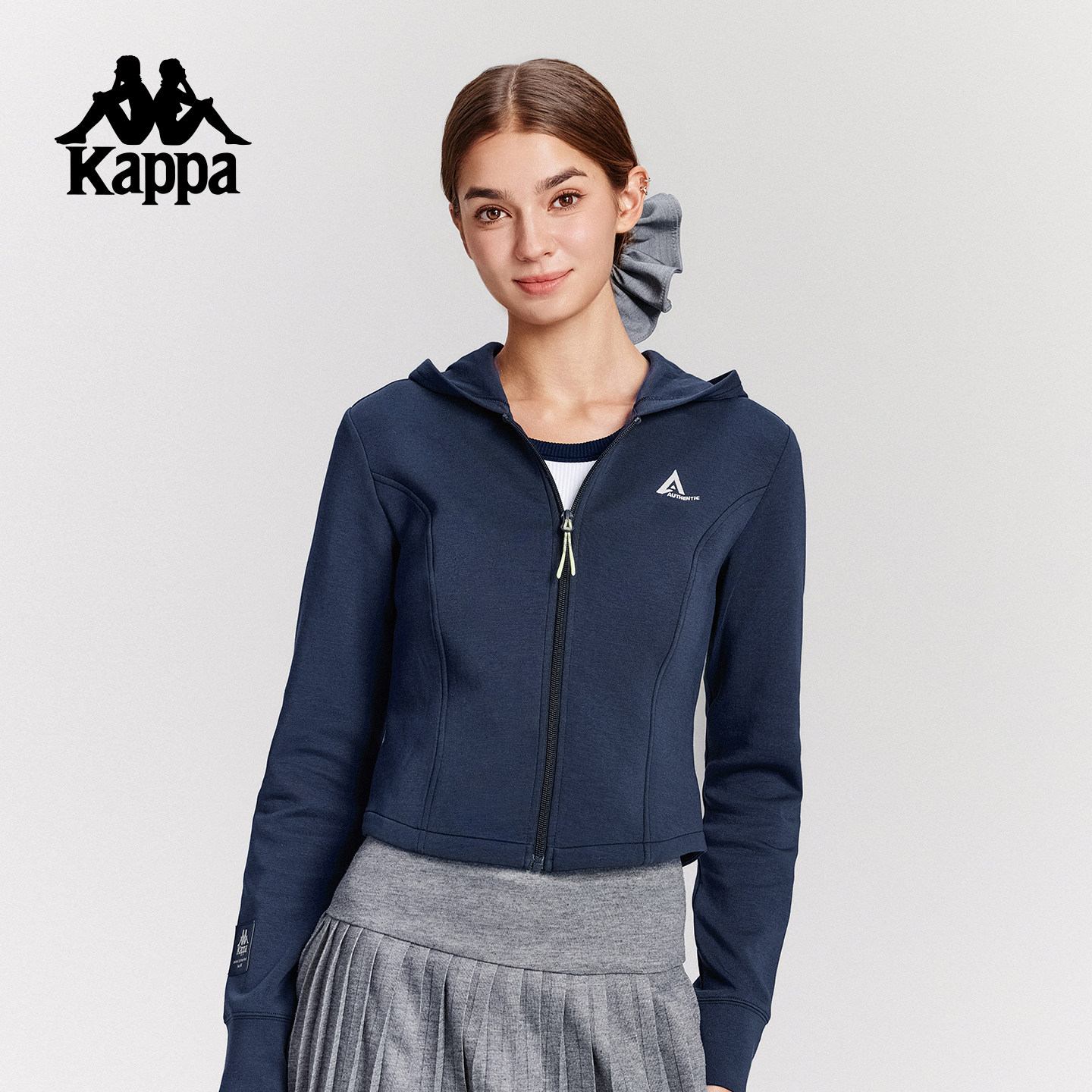 Kappa卡帕背靠背运动外套女2026春新款休闲连帽针织开衫修身上衣