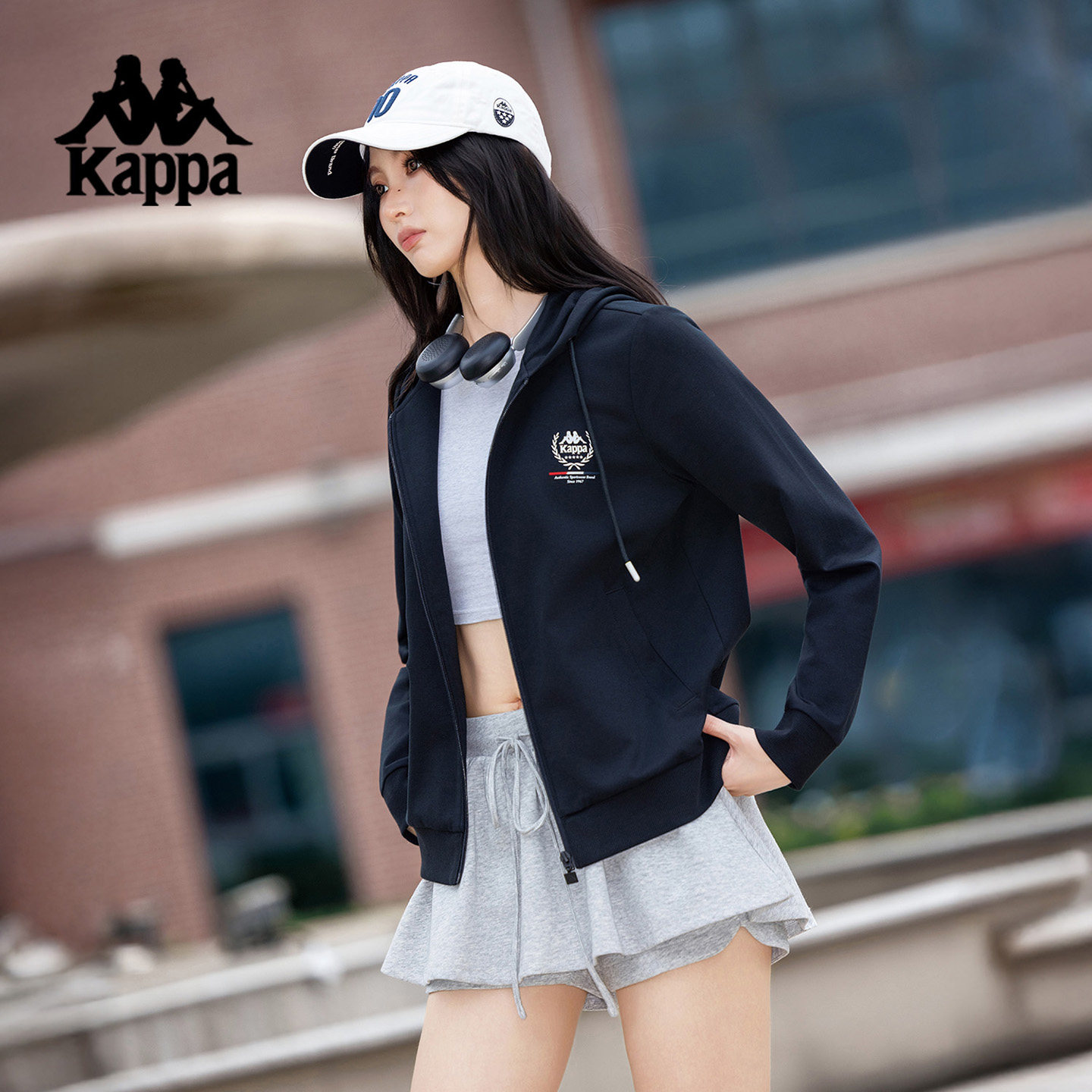 Kappa卡帕背靠背运动外套女休闲2026春季新款连帽拉链长袖卫衣