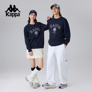 Kappa卡帕背靠背新款复古运动卫衣男款纯棉休闲针织套头衫上衣女