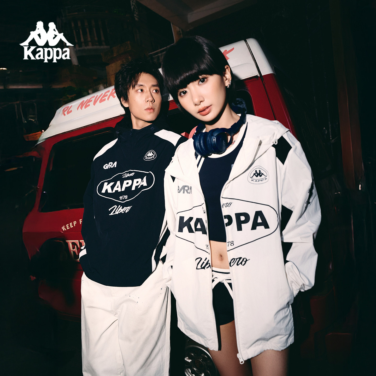 Kappa卡帕背靠背运动外套女2026新款连帽撞色赛车风休闲上衣男款