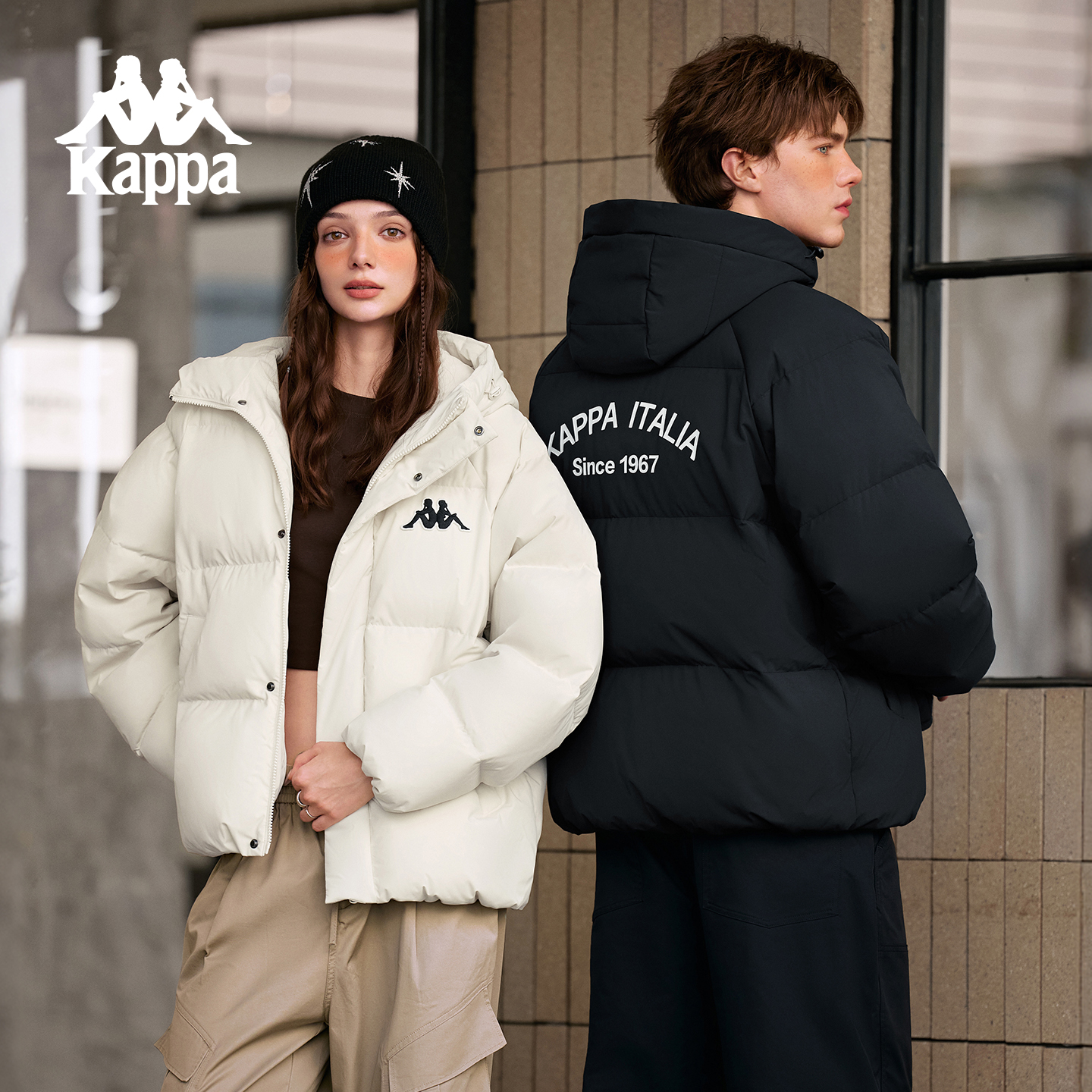 Kappa卡帕背靠背运动羽绒服女2025新款冬季保暖潮流百搭外套男款