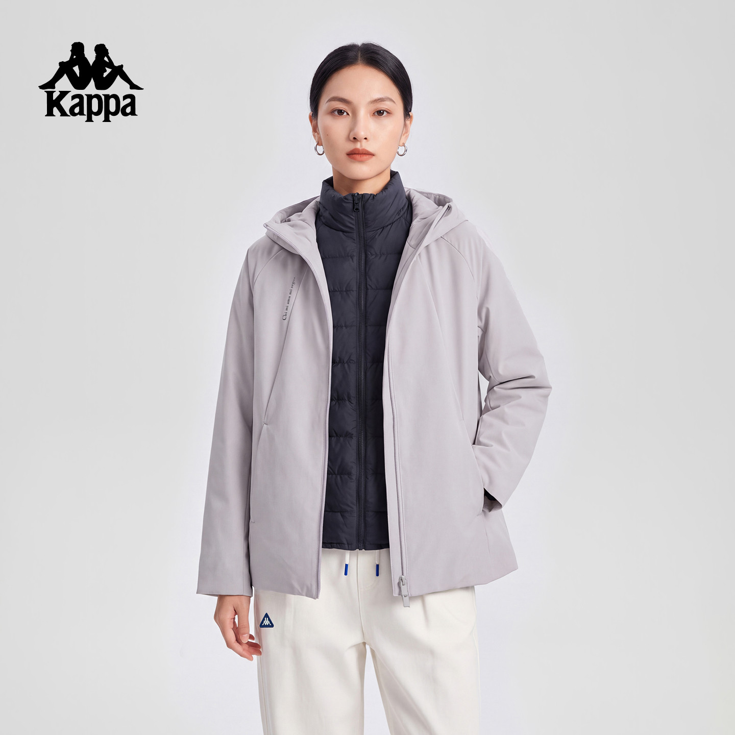 卡帕女三合一连帽防风羽绒服
