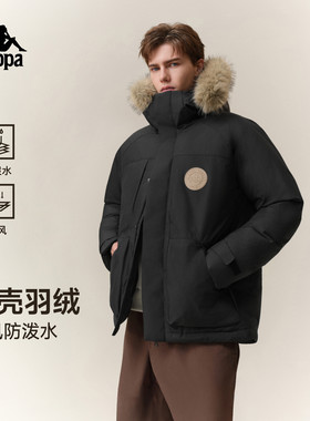 卡帕男工装毛领防风防泼水羽绒服