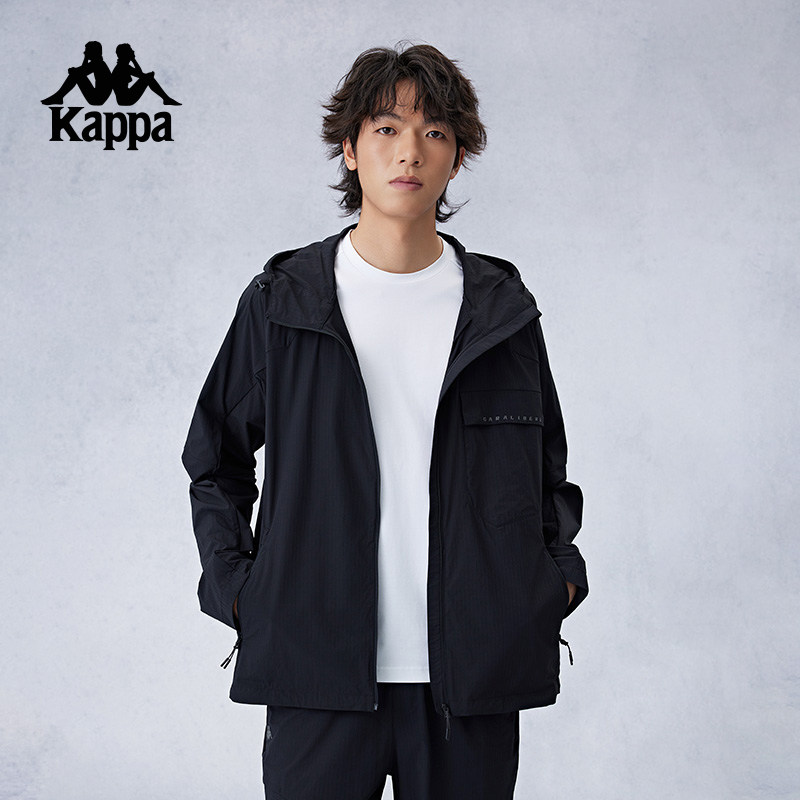 Kappa卡帕背靠背运动防风衣男款2025新款春秋防泼水开衫外套上衣