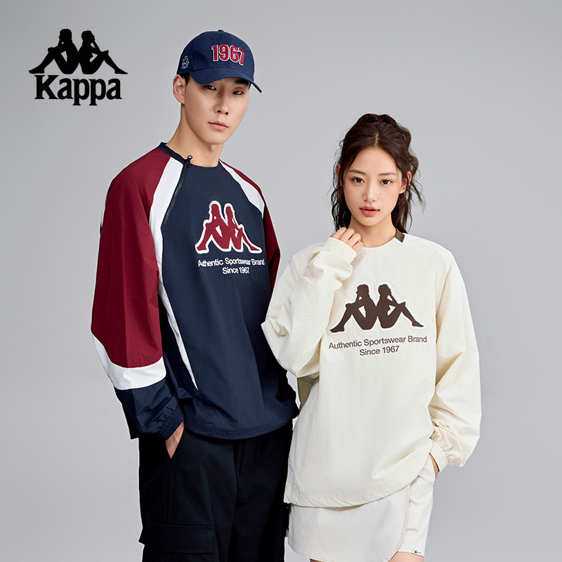 Kappa卡帕背靠背新款运动卫衣男款休闲防泼水长袖宽松圆领上衣女