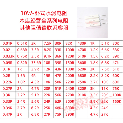 10W水泥电阻10W680RJ 750RJ 820RJ 910RJ  欧 欧姆 卧式 精度5%