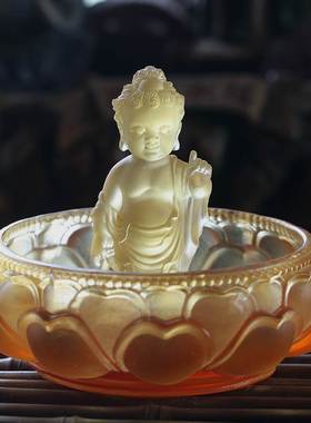 琉璃水供浴佛黄财神佛像摆件居家客厅佛堂寺庙桌面供奉礼佛浴佛节