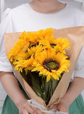 7 heads Artificial Sunflower Bouquet Silk Sunflower Fake Flo