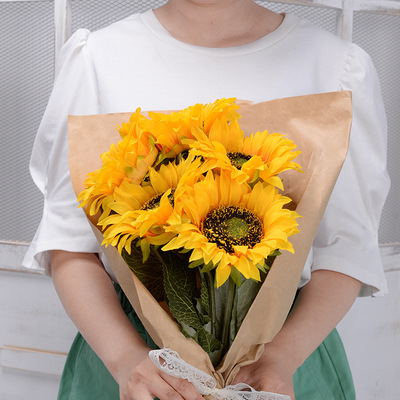 7 heads Artificial Sunflower Bouquet Silk Sunflower Fake Flo