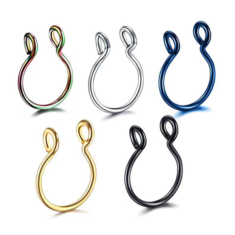 1PCS Stainless Steel Fake Nose Ring Hoop Septum Rings C Clip