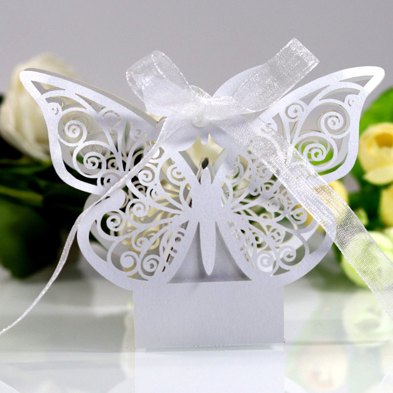 10/50/100pcs Butterfly Laser Cut Hollow Carriage Favors Gift
