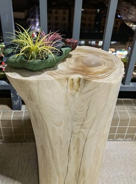 天然原木客厅木墩花架花盆花瓶鱼缸茶几台底座装饰摆件圆木桩座凳