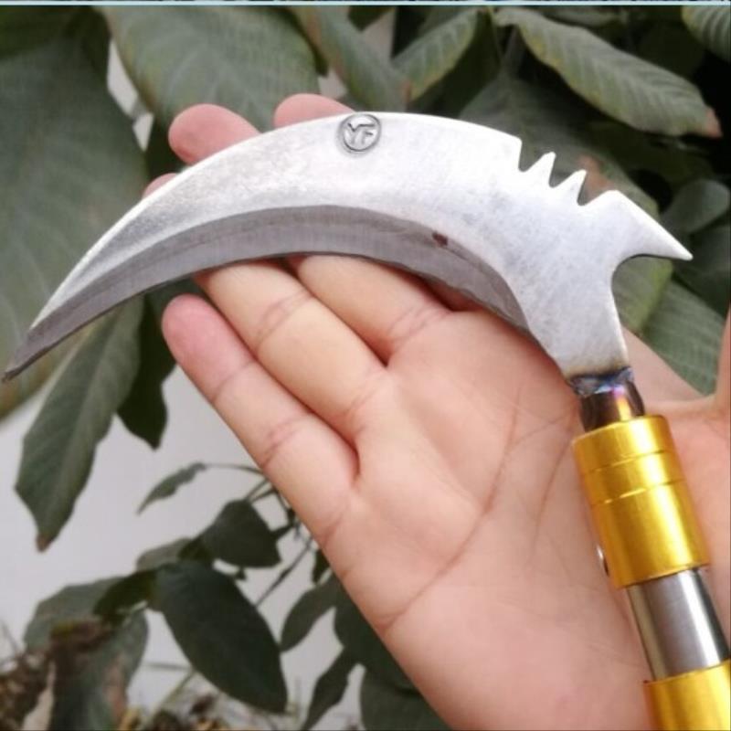 新品伸缩杆不锈钢香椿采摘杆高空摘果工具M捞网杆钩子镰刀加长槐