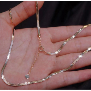 18K Solid Yellow Real Gold Jewelry(AU750) Women Snake Chain