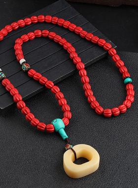 项链毛衣链吊坠长款百搭挂件民族风配饰复古牛骨女饰品时尚大气骨