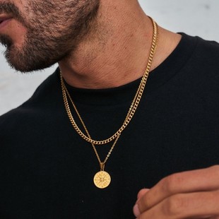 Chain men man gold Necklace Star Gift Design Jewelry Punk