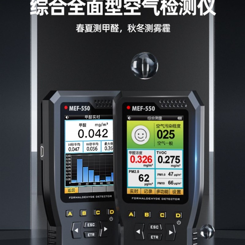 PM2.5甲醛检测仪家用新房专业室内空气质量测试甲醇盒仪器MEF-550