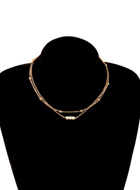 Two sets of pearl pendant, bead chain, necklace, simple and