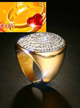 极速欧美风饰品不锈钢水钻个性戒指金色夸张女士戒指ring