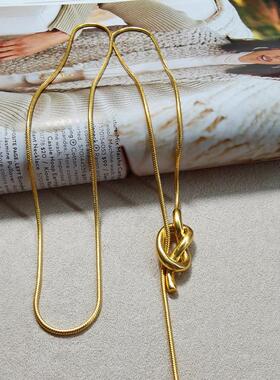 项链链毛衣款长结女金色水手时尚百搭复古设计感打结配饰可镀小众