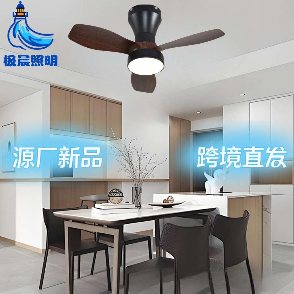 吸顶吊扇风扇灯卧室书房客厅餐厅家庭可拆卸风扇吊灯智能跨境爆款