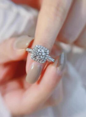周家六福铂金PT950钻戒女方包群镶天然钻GIA求婚订婚结婚送女友