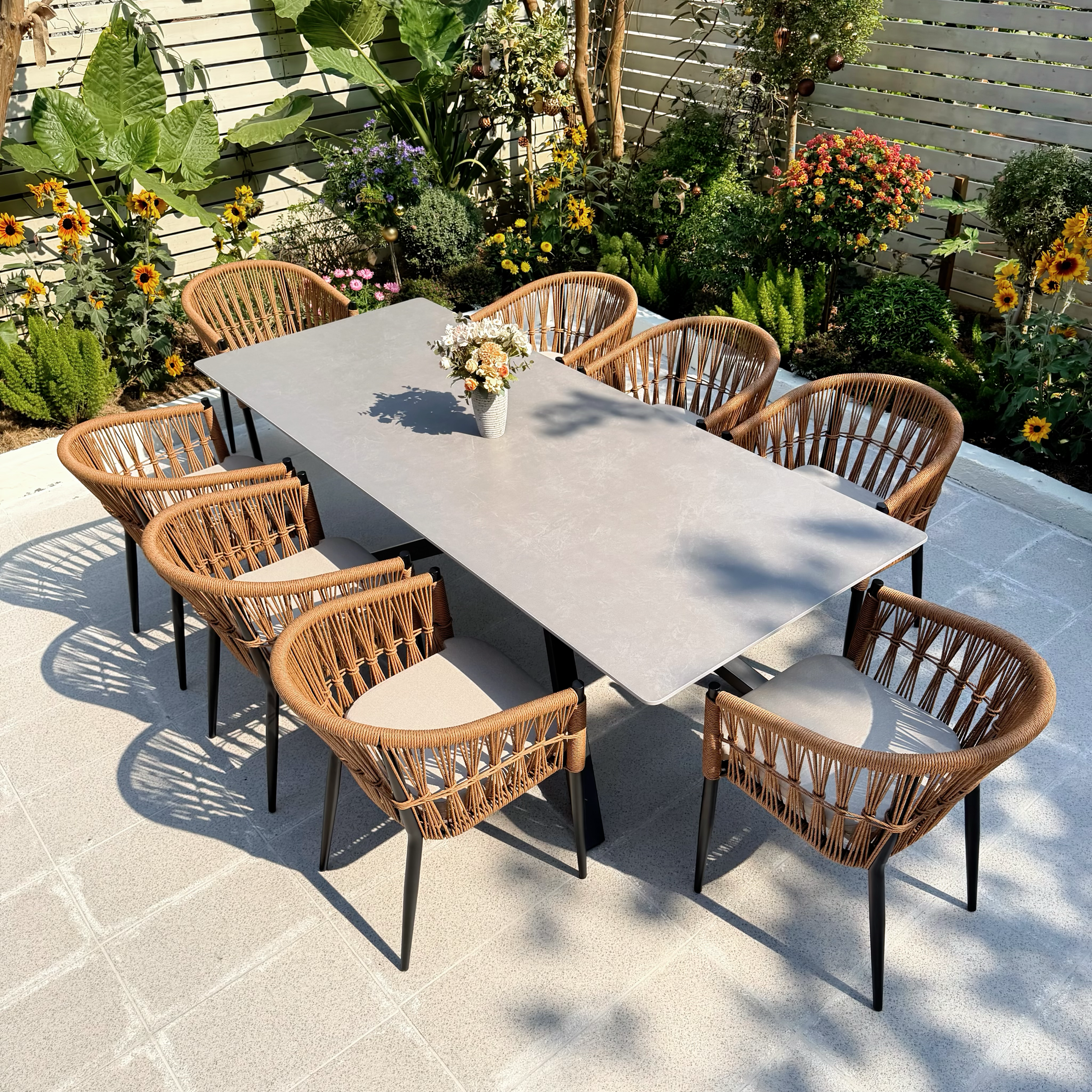 户外庭院桌椅花园露台轻奢现代餐桌椅民宿网红防水岩板桌椅组合,住宅家具,桌椅套件,淘宝优惠券,粉丝福利购,淘宝优惠卷