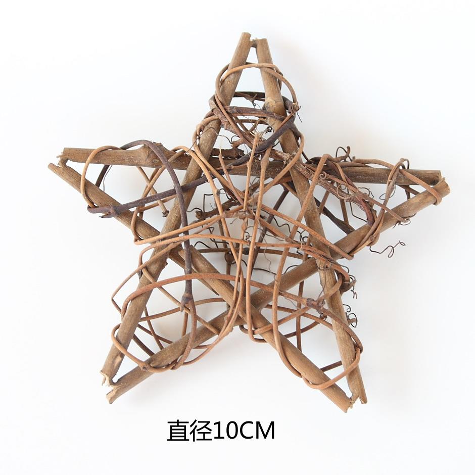 直销新款DIY永生花车挂藤编工艺品花环挂件圣诞节装饰五角星玩偶
