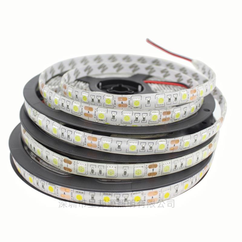 直销新款12V低压5050LED单色滴胶防水灯带300灯高亮软灯条 展柜